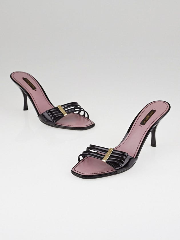 Louis Vuitton Black Patent Leather Strappy Slide Sandals Size 6.5/37