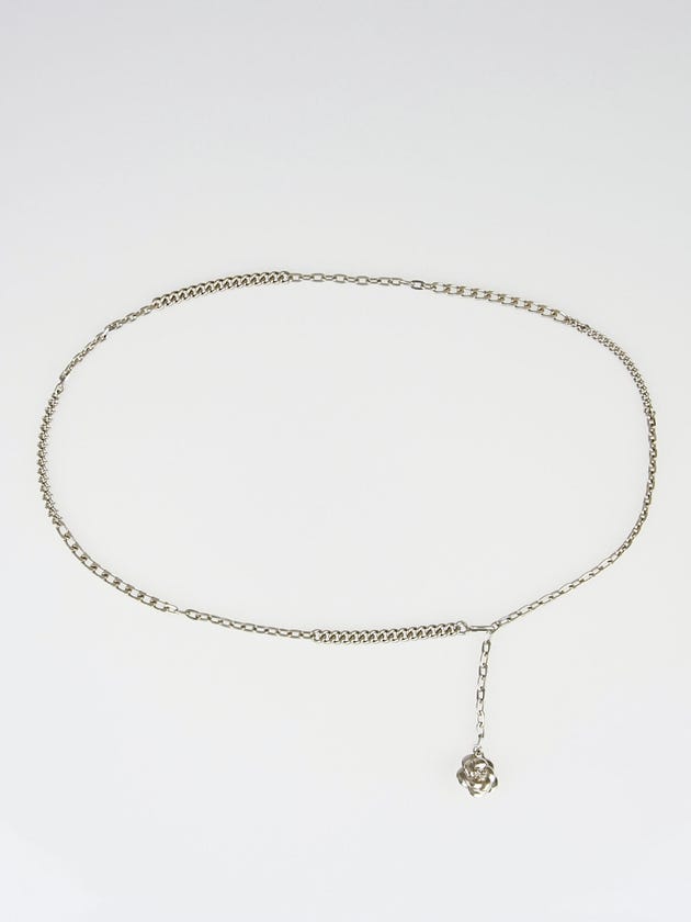 Chanel Silvertone Chain Camellia Belt