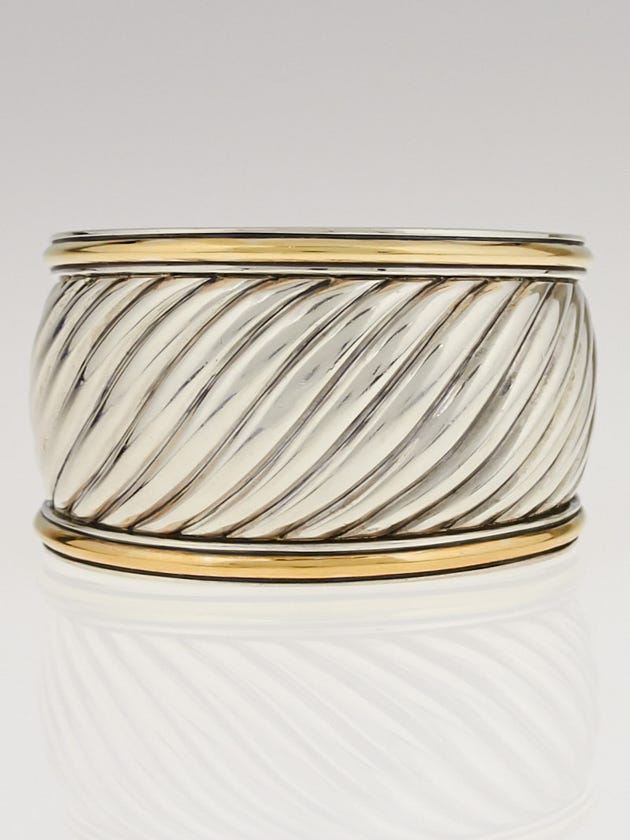 David Yurman Sterling Silver and 18k Gold Sculpted Cable Cuff Bracelet