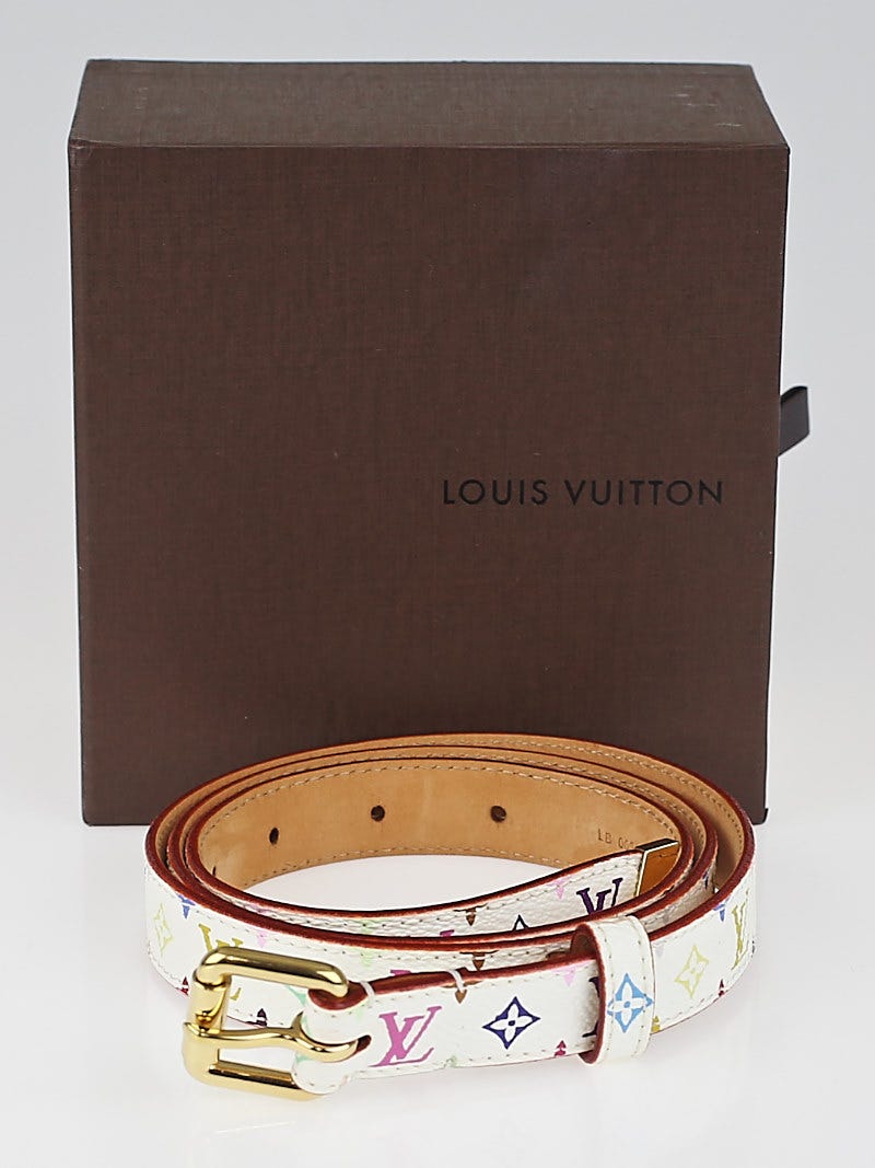 Louis Vuitton White Monogram Multicolore LV Cut Reversible Belt Size 80 -  Yoogi's Closet