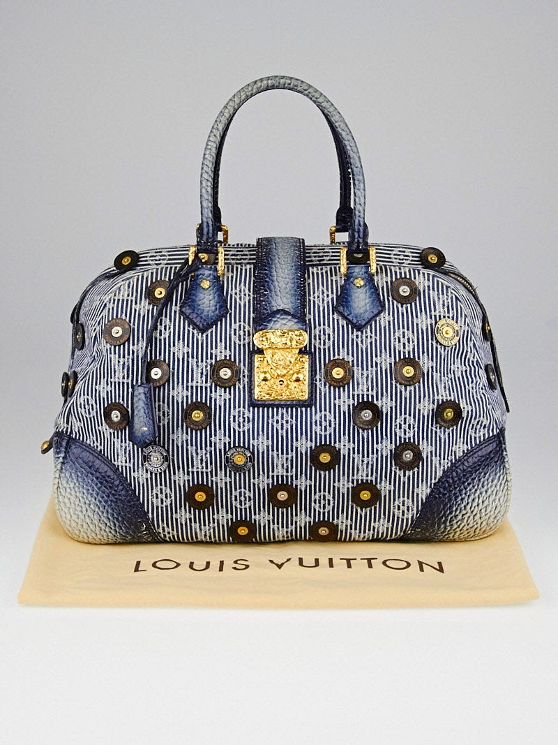 极美品！！Louis Vuitton デニムボウリングバッグ Louis Vuitton Limited Edition Blue Denim Polka Dots Panema Bowly