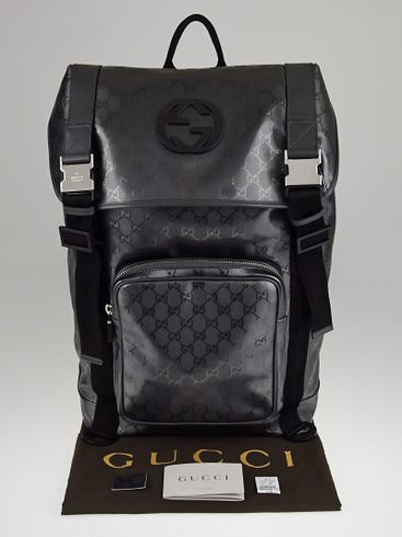Gucci Silver GG Coated Canvas Interlocking G Supreme Backpack Bag