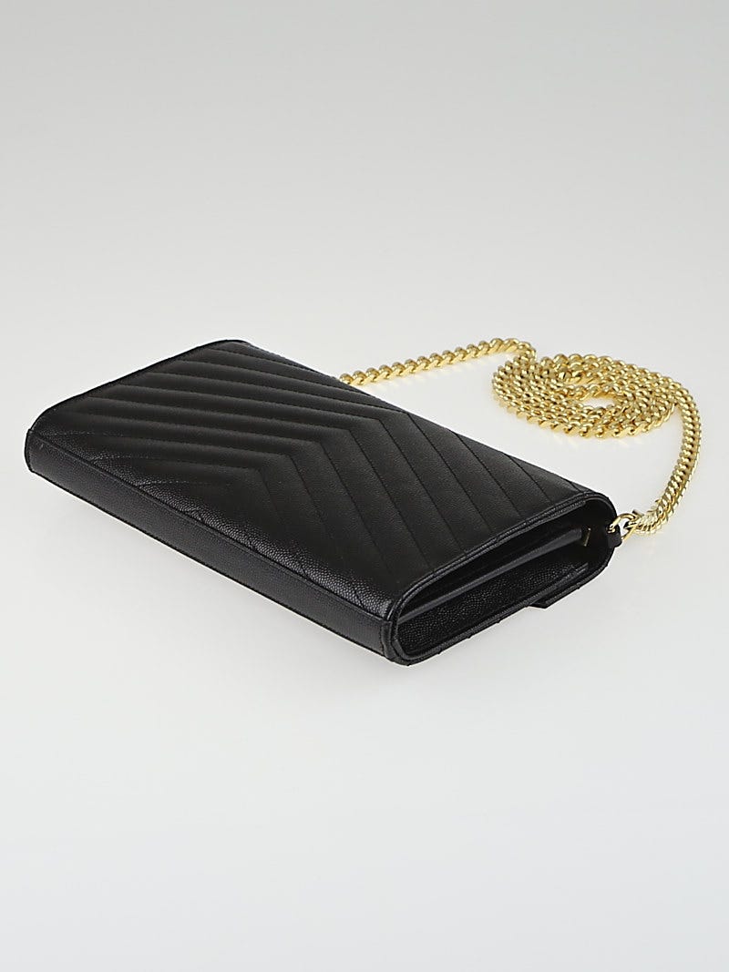 Yves Saint Laurent Black Matelass? Quilted Leather Monogram Large Bill  Pouch - Yoogi's Closet