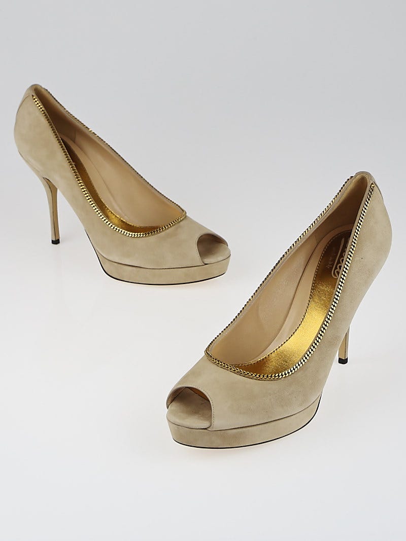 Cream suede outlet pumps