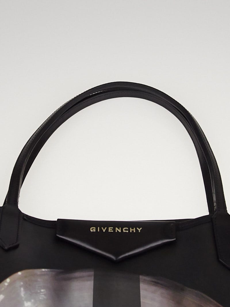 GIVENCHY Antigona - Large Black Coated Canvas Tote w/Dog Graphic + Zipper  Pouch
