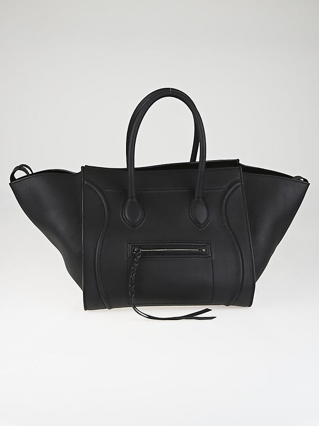 Celine Black Supple Calfskin Leather Small Phantom Luggage Tote Bag