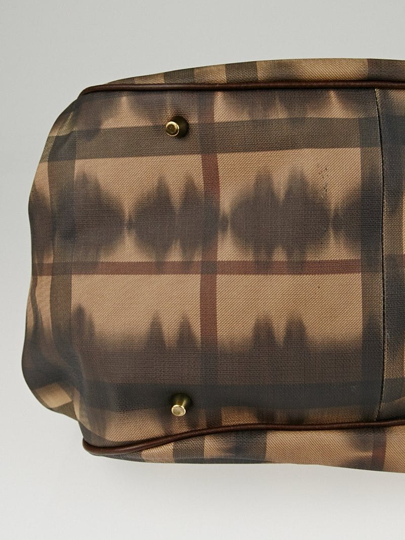 Burberry Dark Tan Tie-Dye Smoked Check Coated Canvas Tote