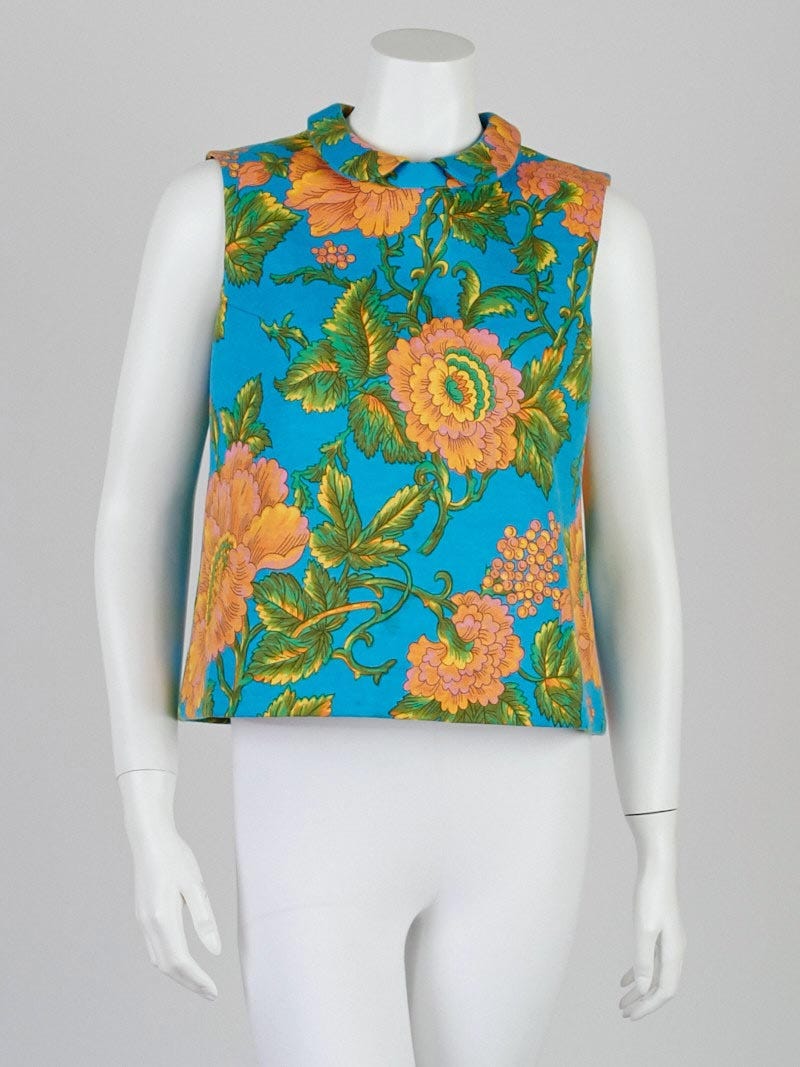 Marni Floral Print Cotton Blend Sleeveless Collar Top Size 8/42