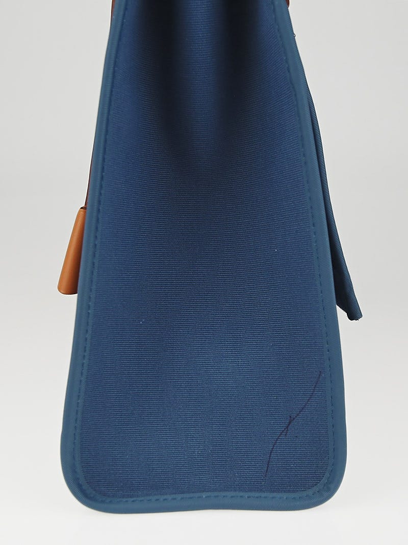 Hermes 31cm Bleu Lin Canvas and Natural Calfskin Leather Herbag Zip PM Bag  - Yoogi's Closet