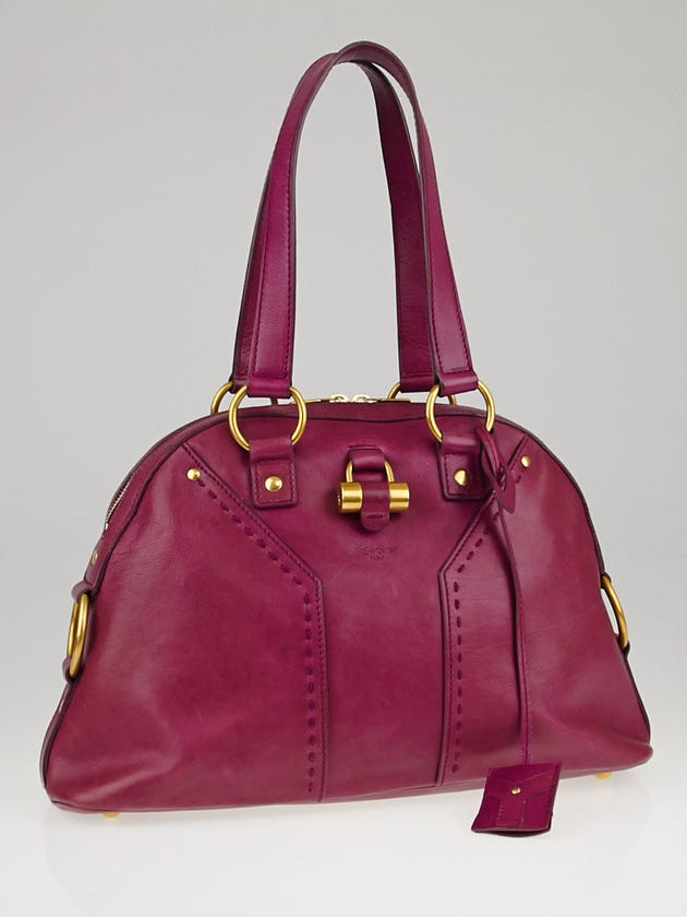 Yves Saint Laurent Dark Pink Calfskin Leather Medium Muse Bag