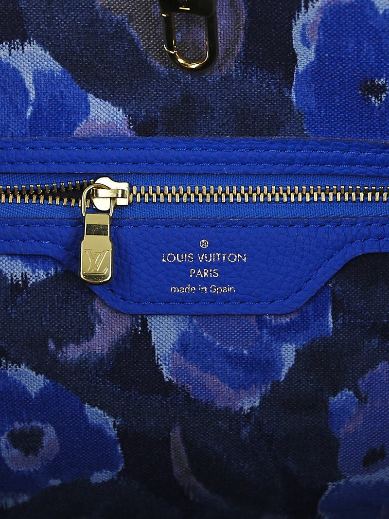 Authentic LOUIS VUITTON Neverfull MM Monogram Blue Ikat Tote Bag Purse  #12897A
