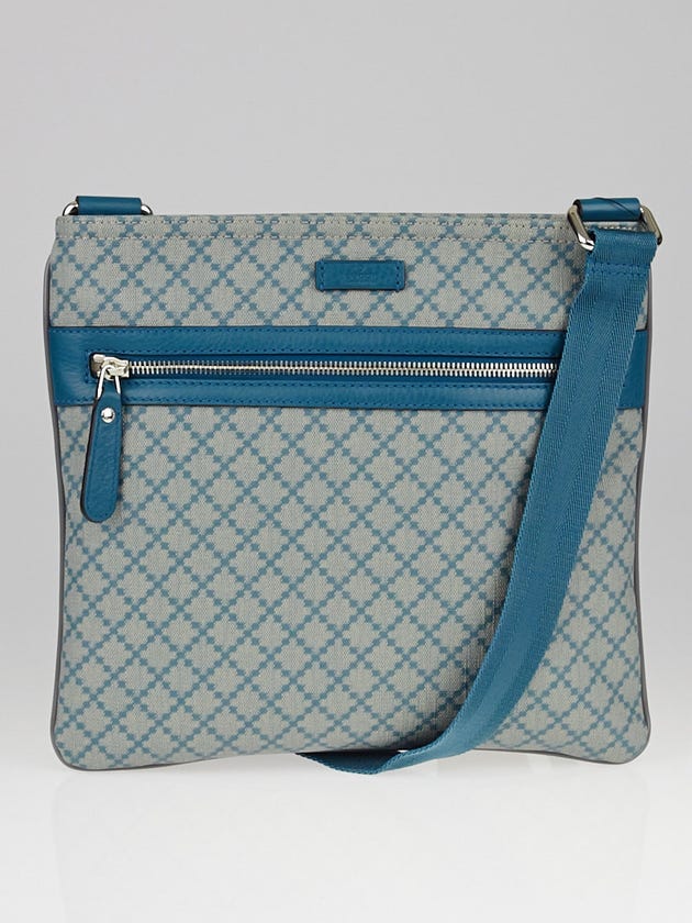 Gucci Teal Diamante Supreme Canvas Flat Messenger Bag