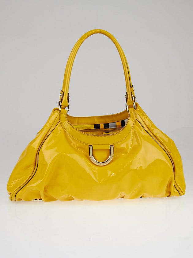 Gucci Yellow Patent Leather D Ring Large Hobo Bag