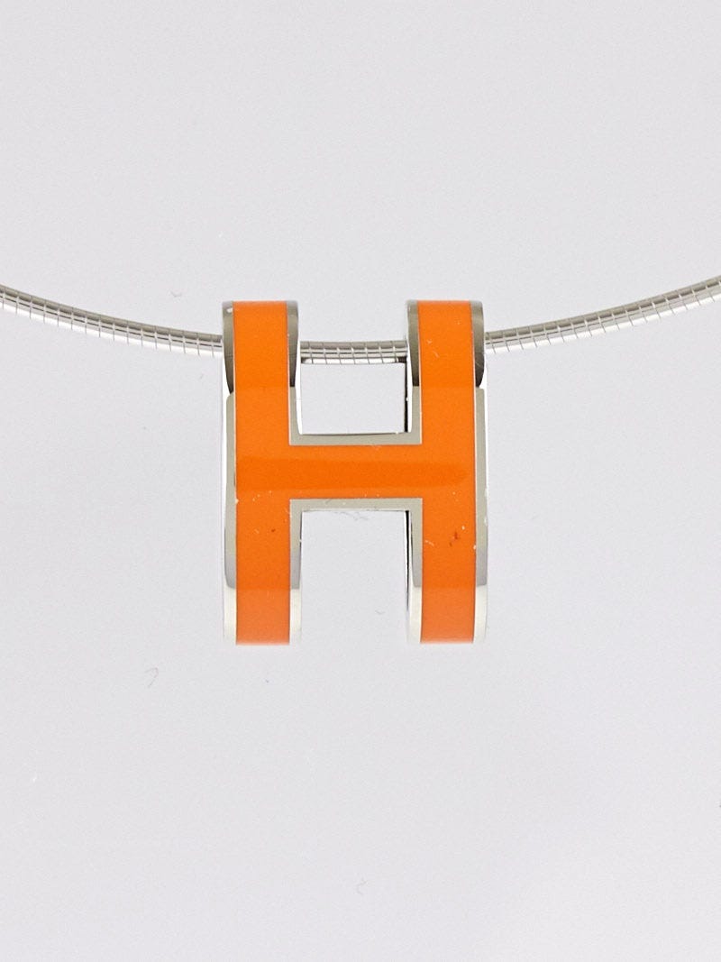 Hermes Necklace Pop H Mini Black Lacquer/ Rose Gold New w/ Box | Mightychic