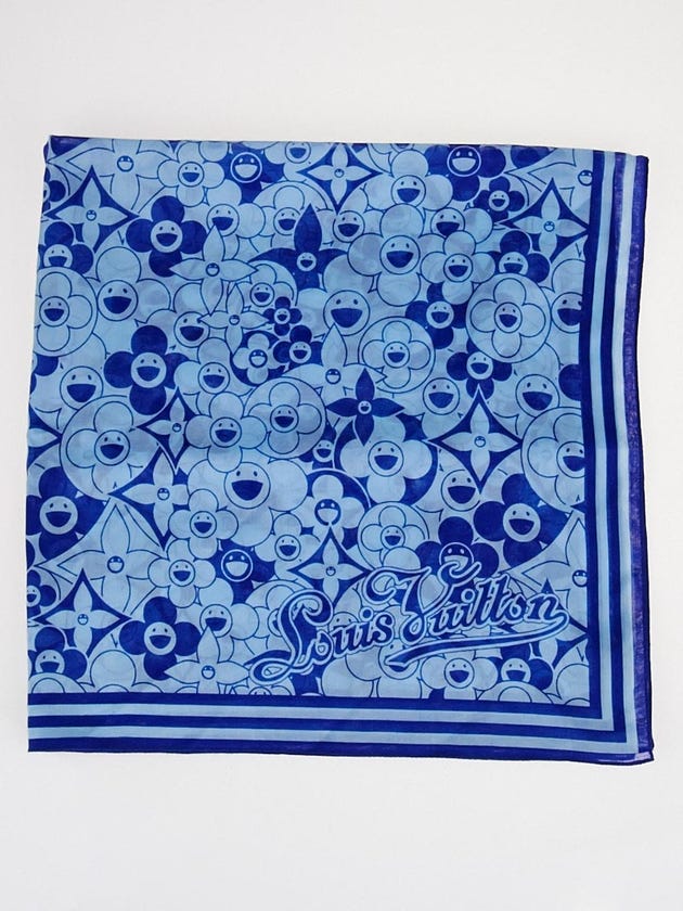 Louis Vuitton Blue Cotton Cosmic Blossoms Square Scarf