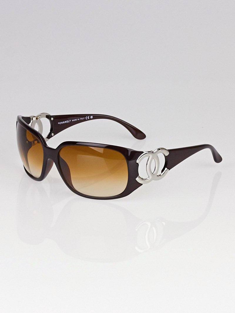 Chanel Brown Frame CC Logo Sunglasses-6014 | Yoogi's Closet
