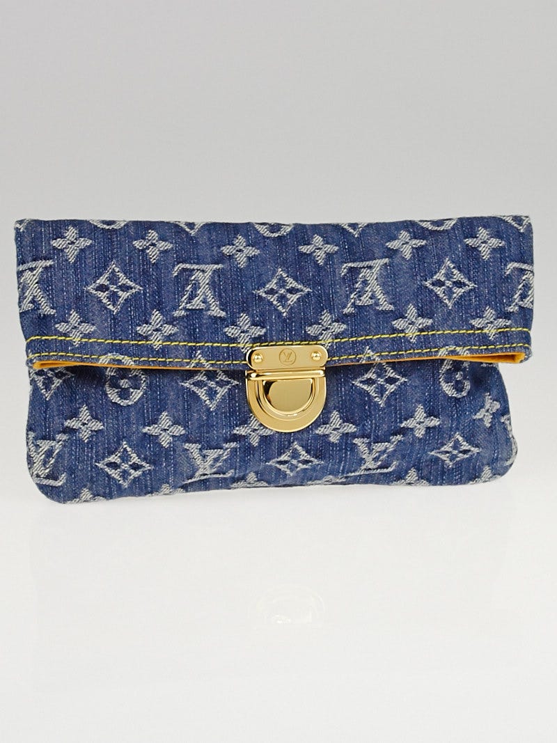 Louis Vuitton Blue Denim Monogram Denim Pochette Clutch Bag - Yoogi's Closet