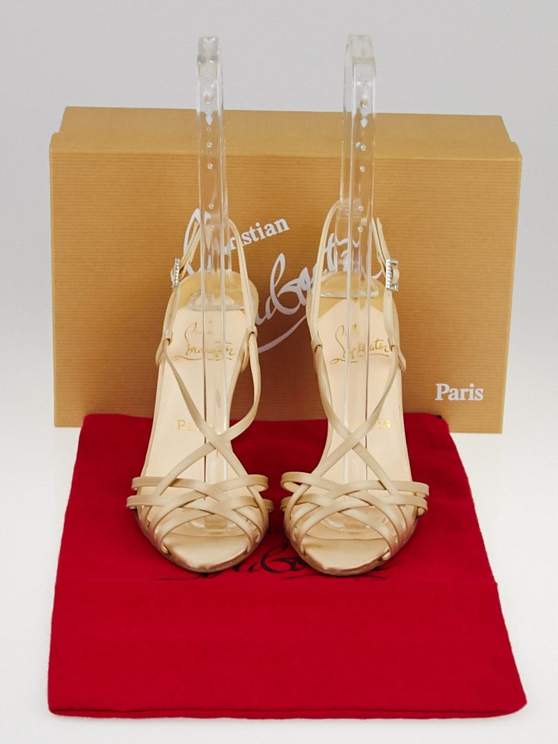 Christian Louboutin Champagne Crepe Satin Night Cage Sandals