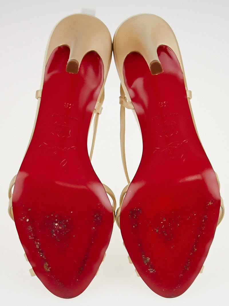 Christian Louboutin Champagne Crepe Satin Night Cage Sandals