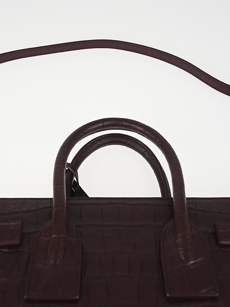 Yves Saint Laurent Brown Croc Embossed Leather Small Sac de Jour Bag -  Yoogi's Closet