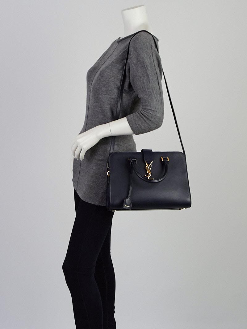 Yves Saint Laurent Blue Calfskin Leather Baby Monogram Cabas Bag - Yoogi's  Closet
