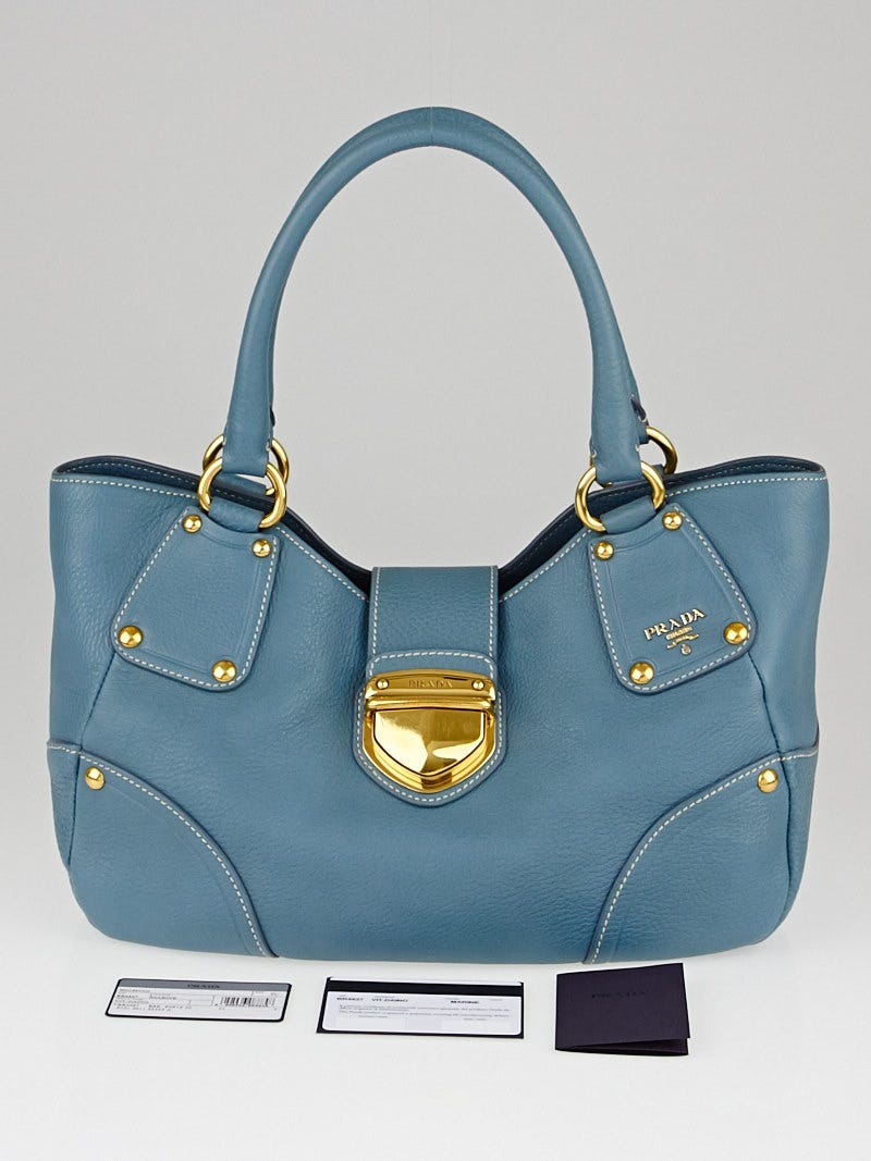 Prada Marine Vitello Daino Leather Shopping Tote Bag BR4627