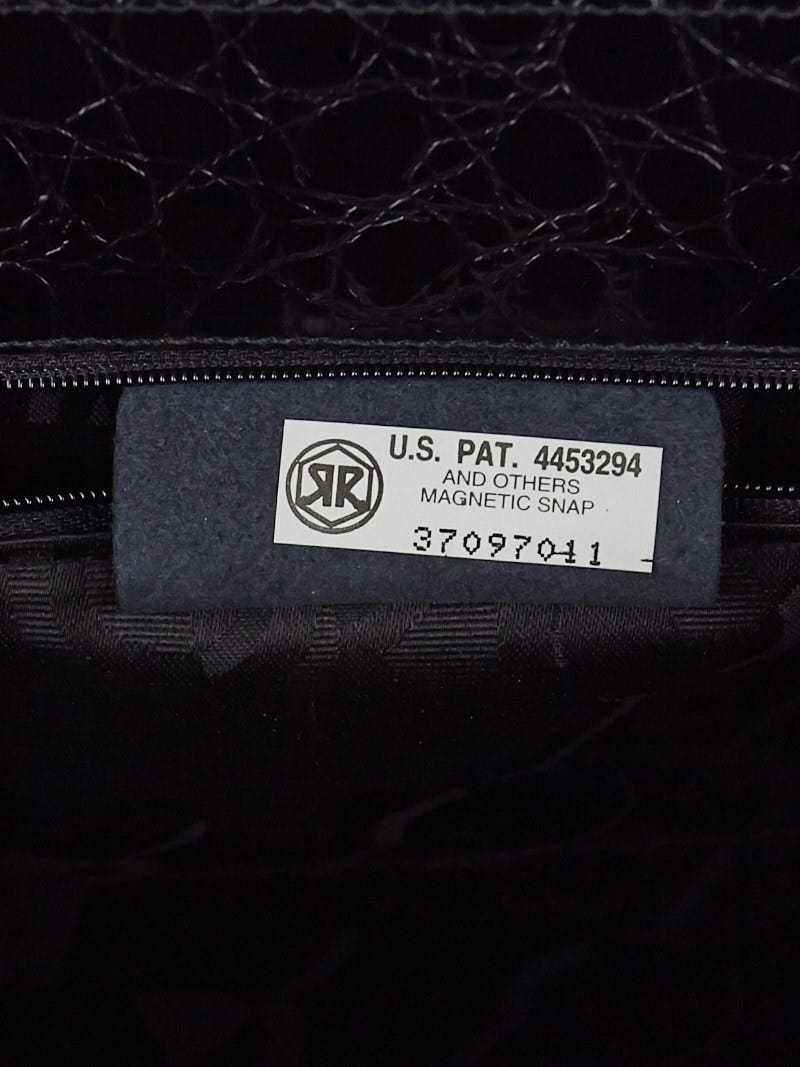 Salvatore Ferragamo Black Crocodile Embossed Leather Vara Bow Bag