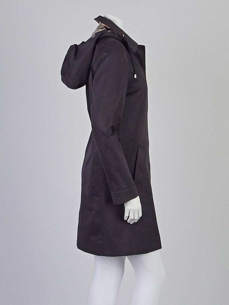 Burberry London Red Polyester Brittany Hooded Rain Coat Size
