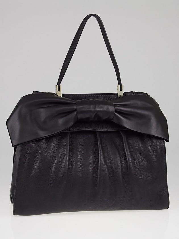 Valentino Black Leather Aphrodite Bow Top Handle Bag