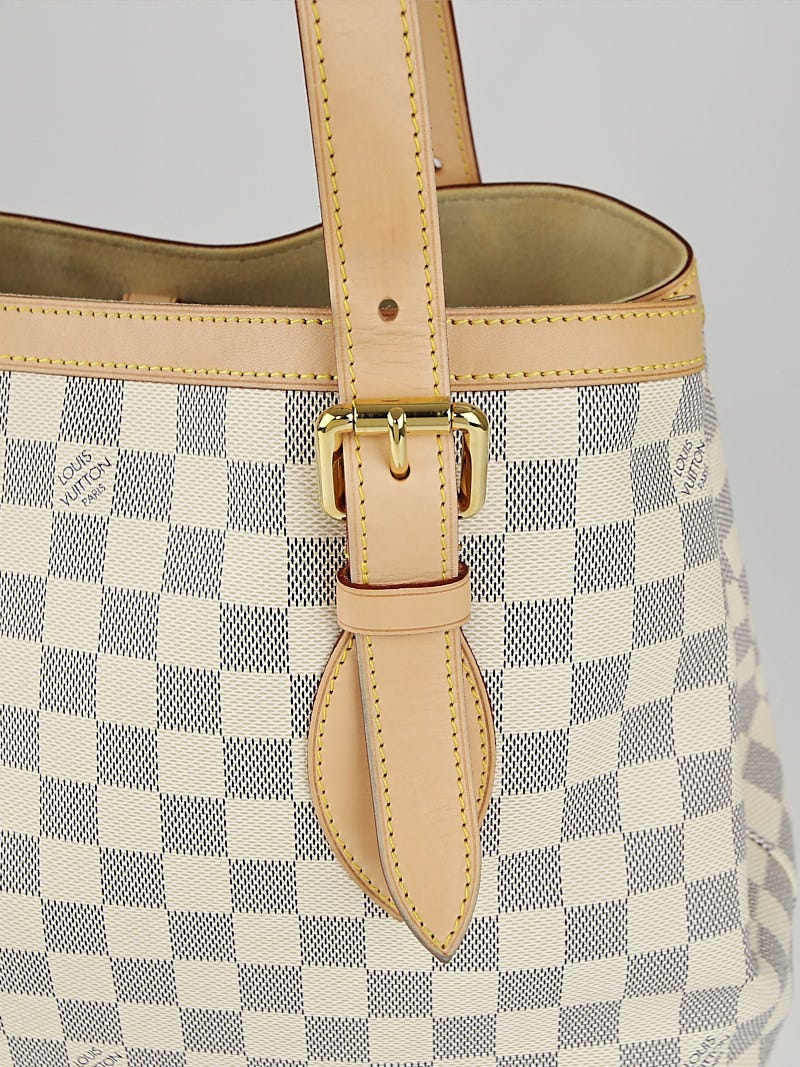 Auth Louis Vuitton Azur Hampstead MM Tote Bag White adjustable straps