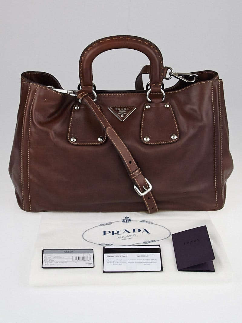 Prada Brown Leather Nocciolo Handbag Prada