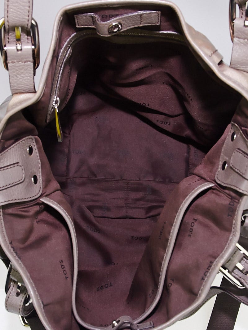 Tod's Grey Coated Canvas G-Bag Sacca Grande Tote Bag