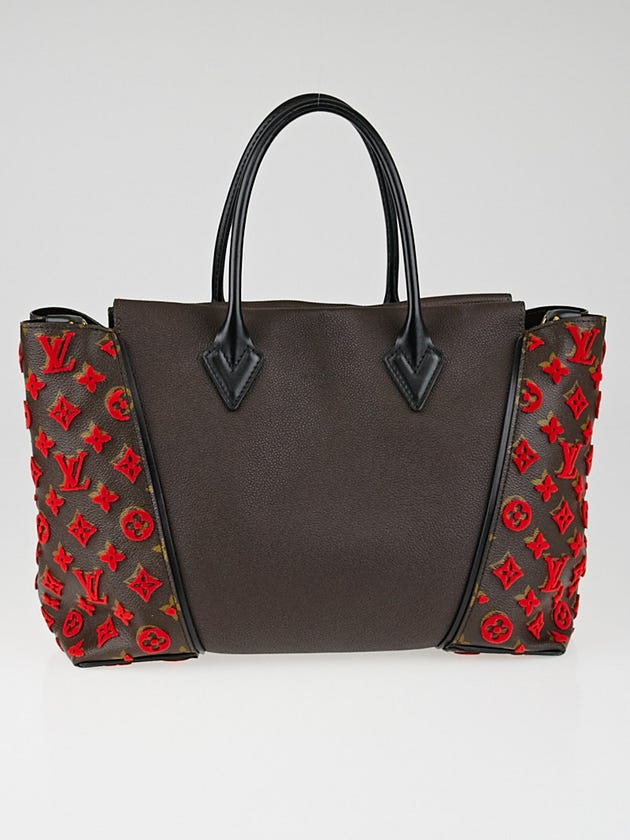 Louis Vuitton Chocolate Veau Cachemire Calfskin Leather and Monogram Canvas W PM Bag