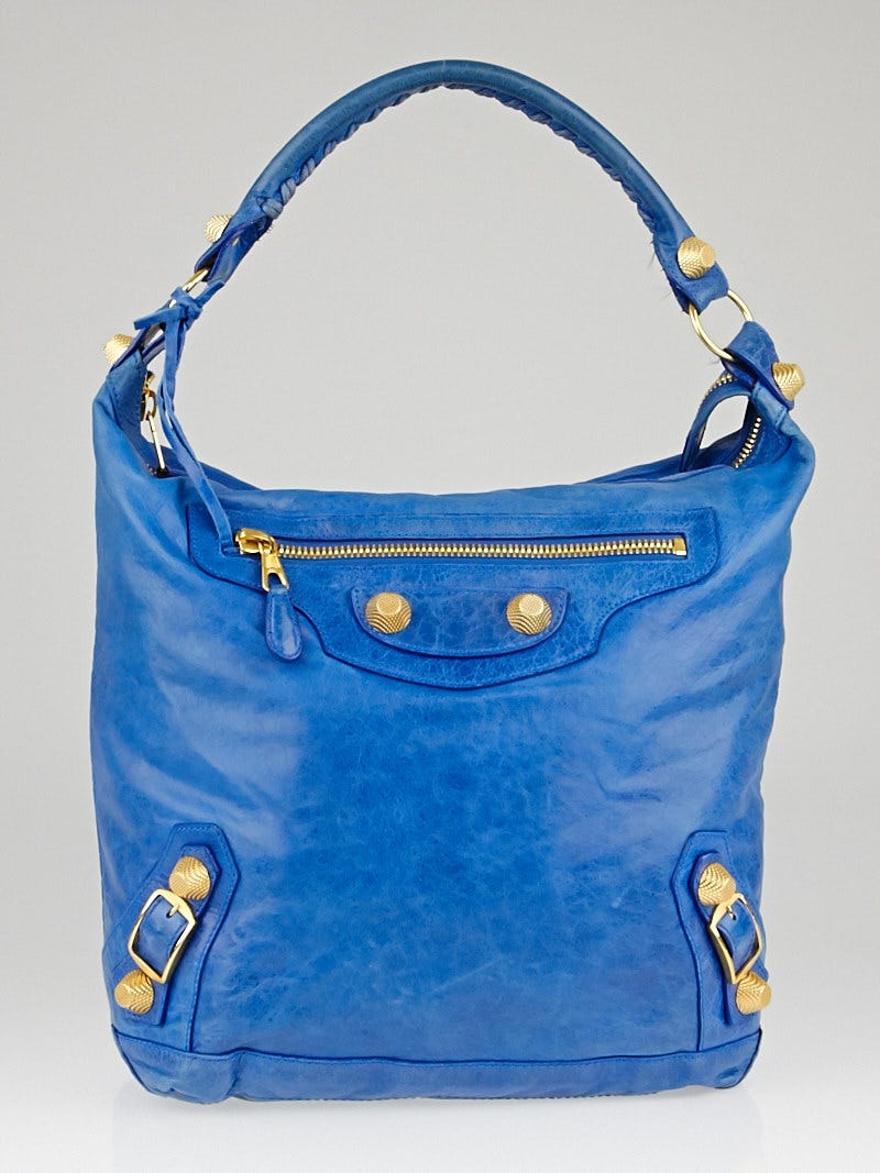 Balenciaga Electric Blue Lambskin Leather Giant 21 Gold Day Bag