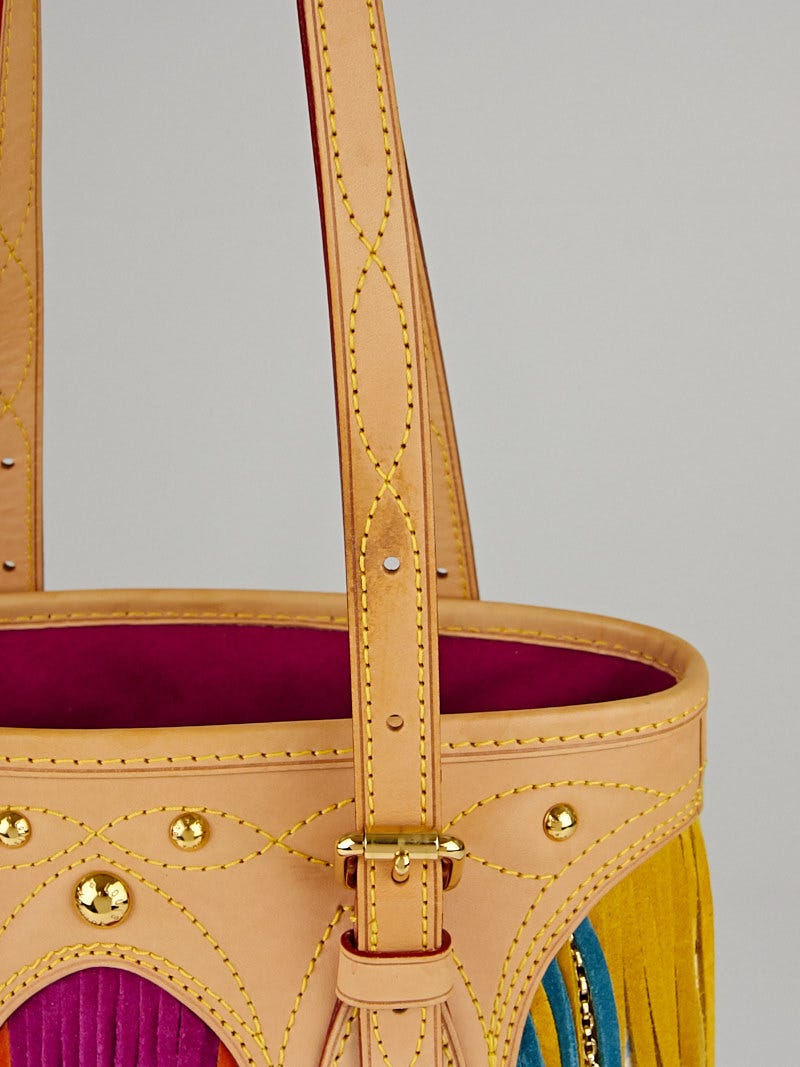 Vintage Louis Vuitton White Multicolor Fringe Bucket Bag – Madison Avenue  Couture