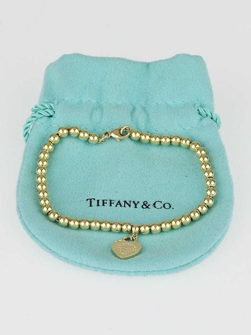 Tiffany Bead Mini Heart Tag Bracelet 