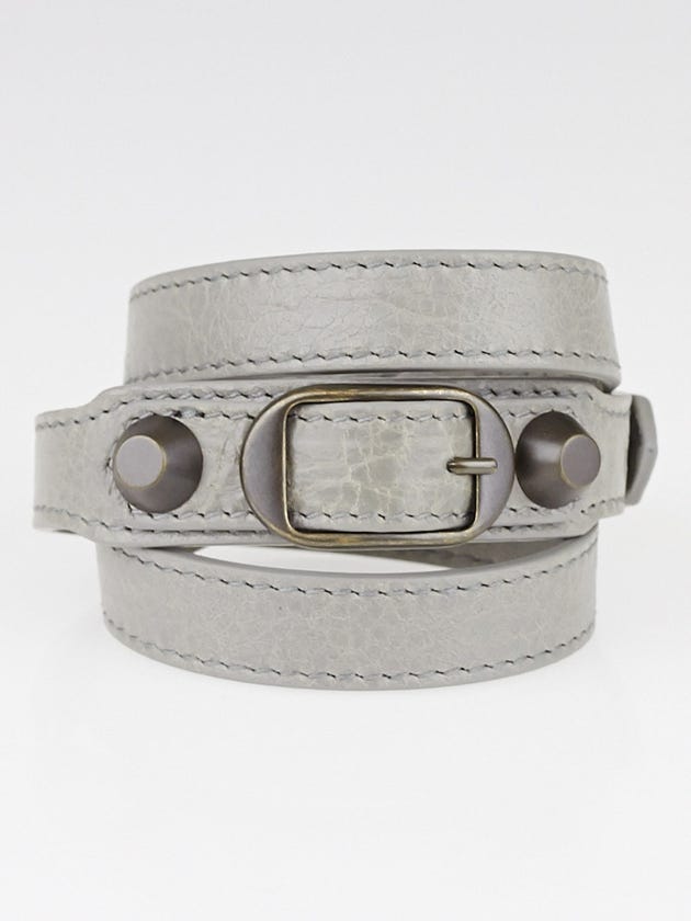 Balenciaga Gris Pyrite Lambskin Leather Classic Triple Tour Bracelet Size M