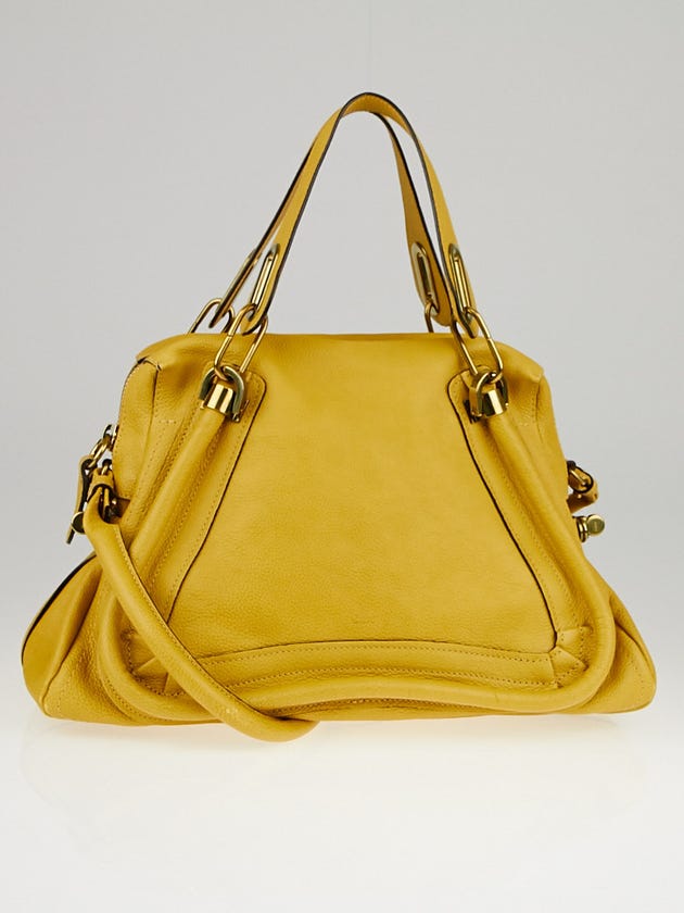 Chloe Yellow Pebbled Leather Medium Paraty Bag