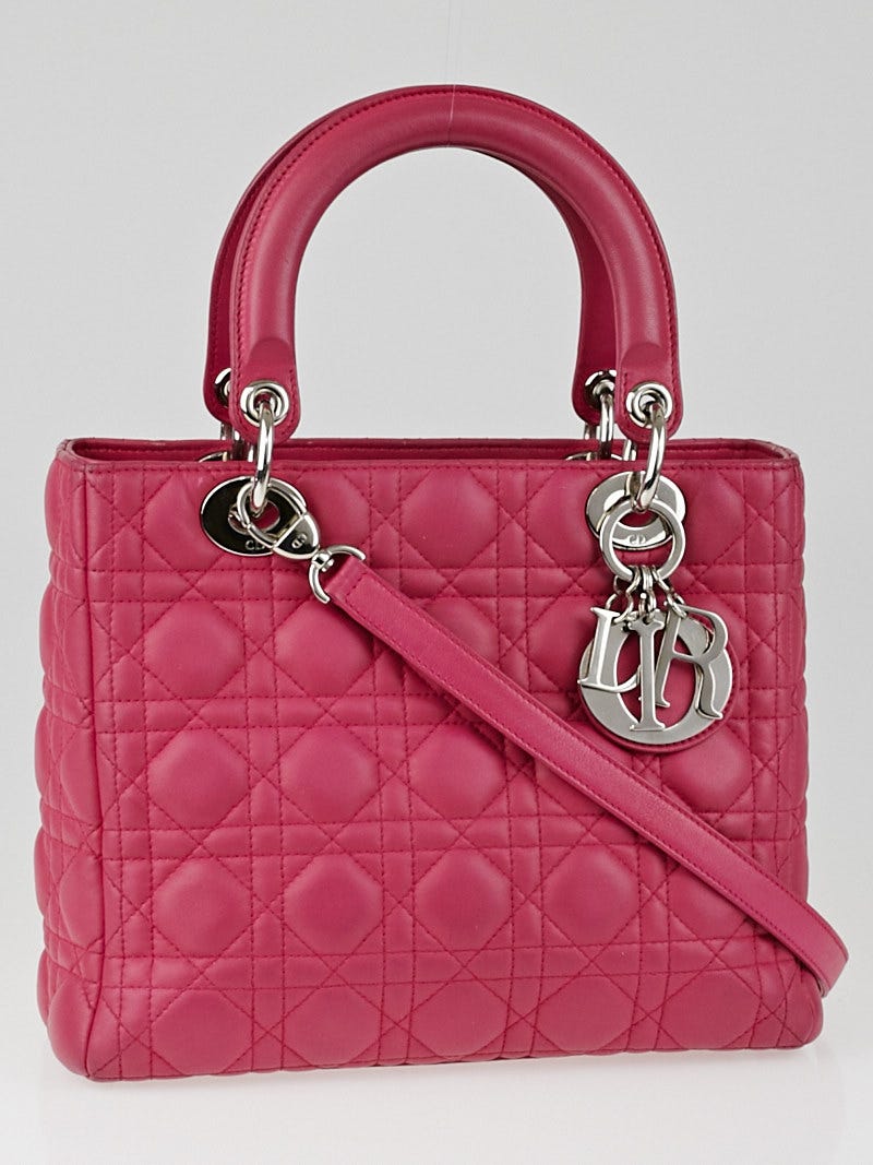 Christian Dior Rose Sorbet Cannage Quilted Lambskin Leather Medium