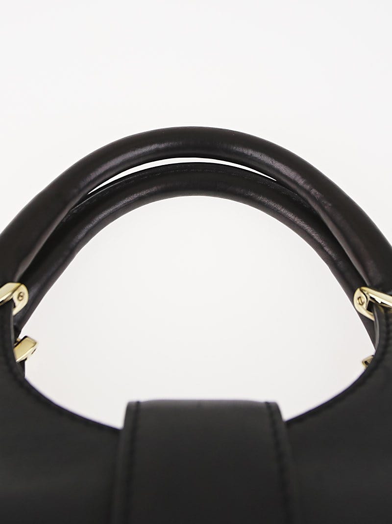 Gucci Black Smooth Leather Stirrup Top Handle Bag | Yoogi's Closet