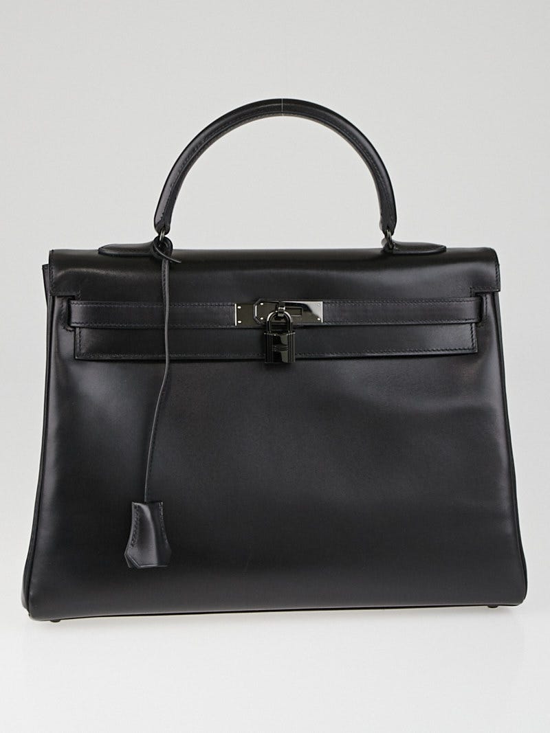 Hermes 35cm Black Box Leather Black Hardware SO Black Kelly