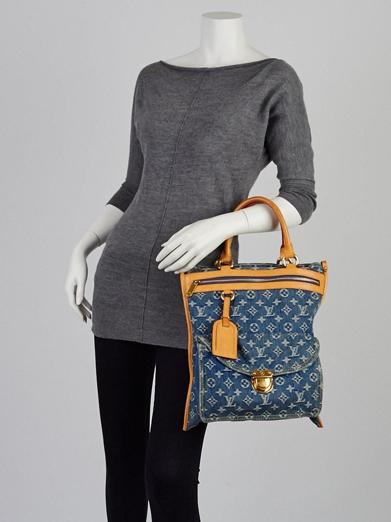 Plat handbag Louis Vuitton Blue in Denim - Jeans - 33413057