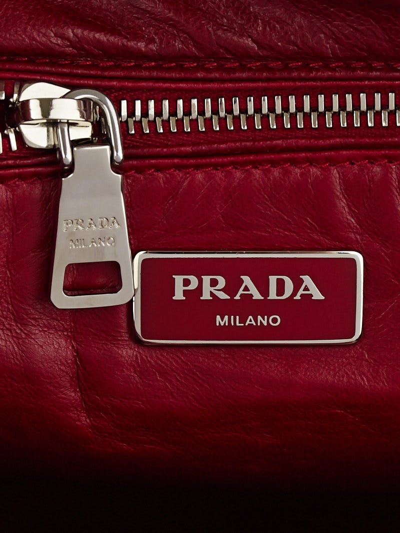 Prada Cherry Nappa Bomber Leather Flap Shoulder Bag BR5032