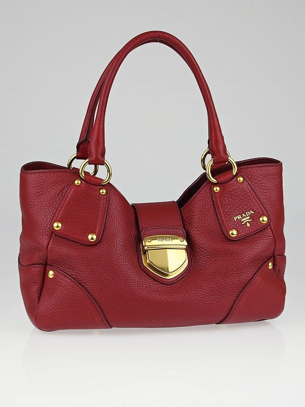 Prada Rubino Vitello Daino Leather Shopping Tote Bag BR4627