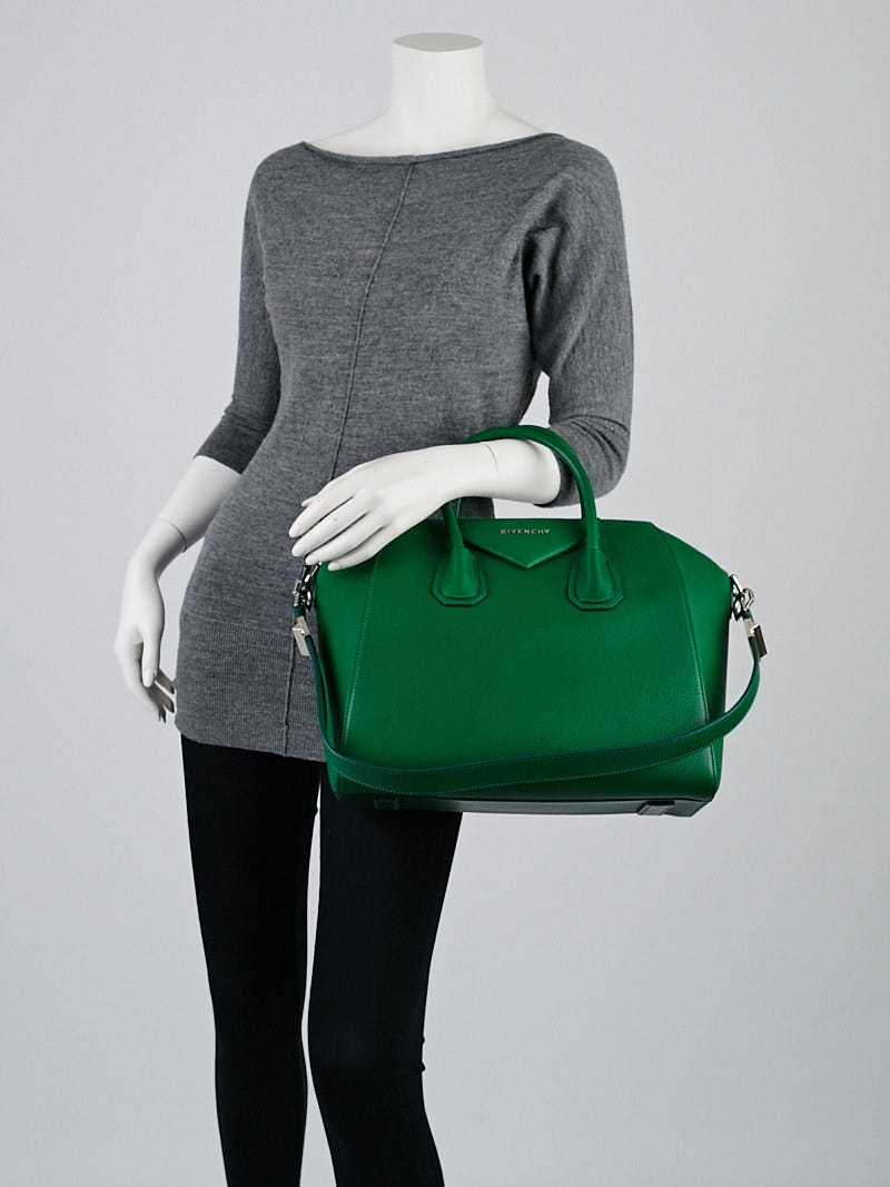 Givenchy Emerald Green Sugar Goatskin Leather Medium Antigona Bag