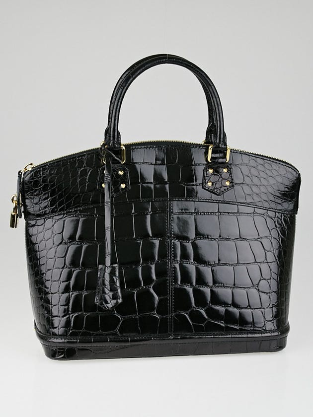 Louis Vuitton Limited Edition Black Alligator Lockit MM Bag