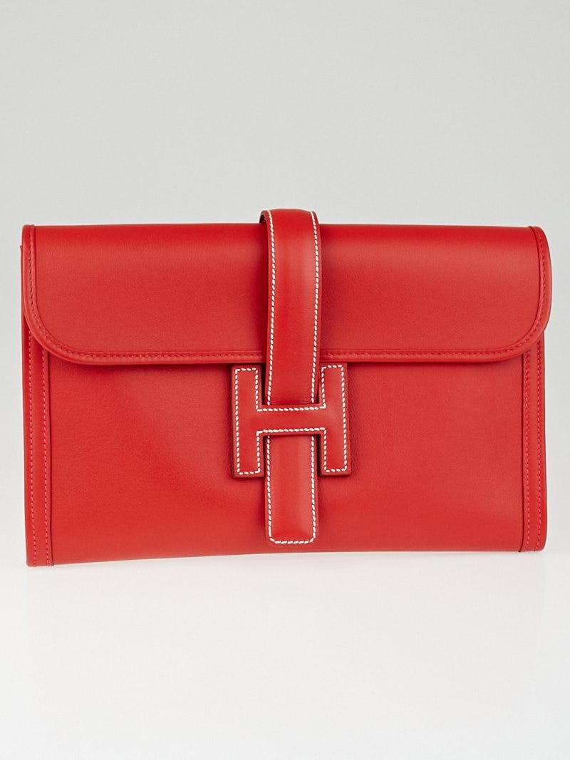 Hermes Vermillion Swift Leather Jige PM Clutch Bag - Yoogi's Closet