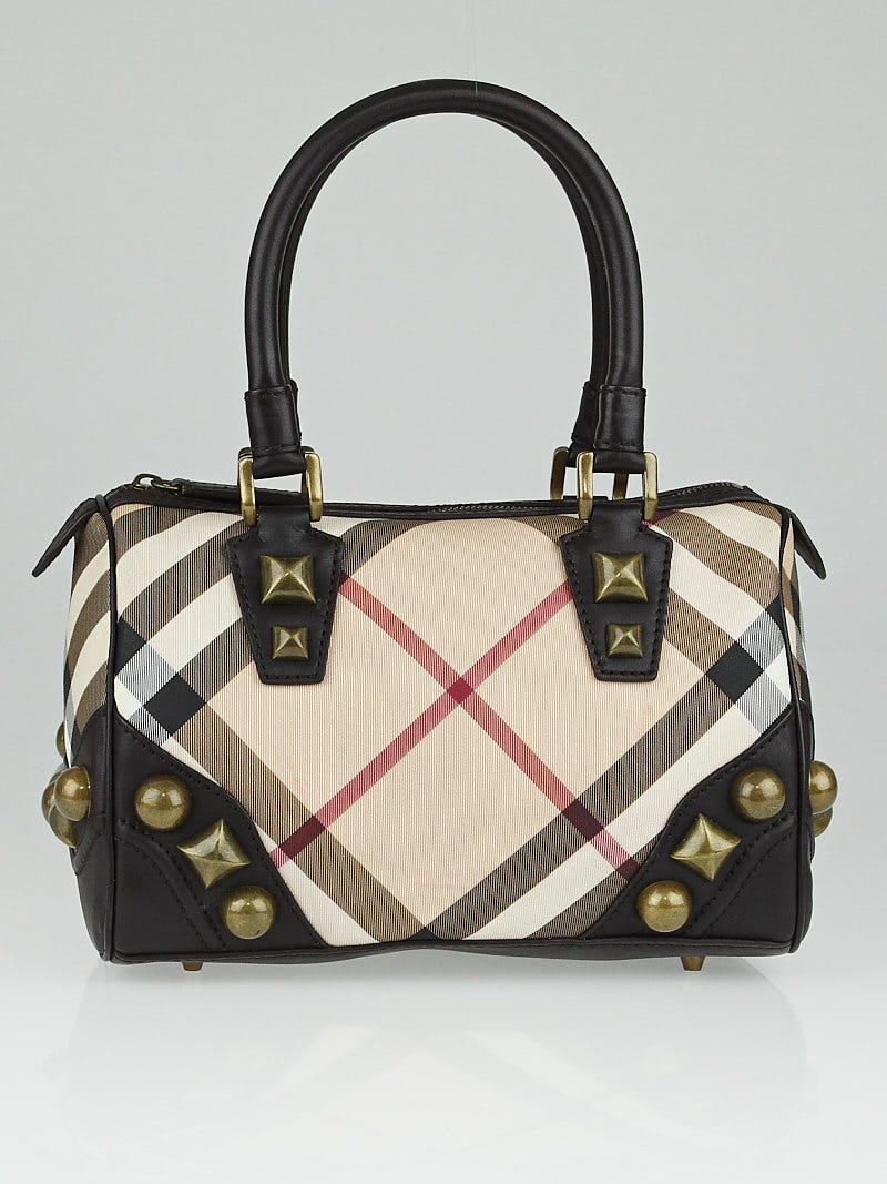 BURBERRY Small Chester Nova Check Patent Bowling Bag Black