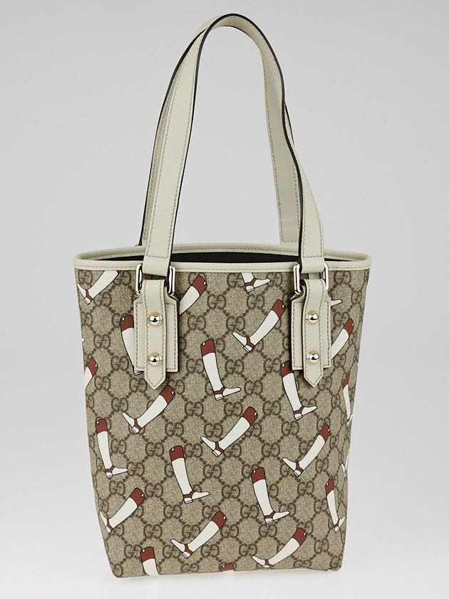 Gucci Beige GG Printed Coated Canvas Small Tote Bag