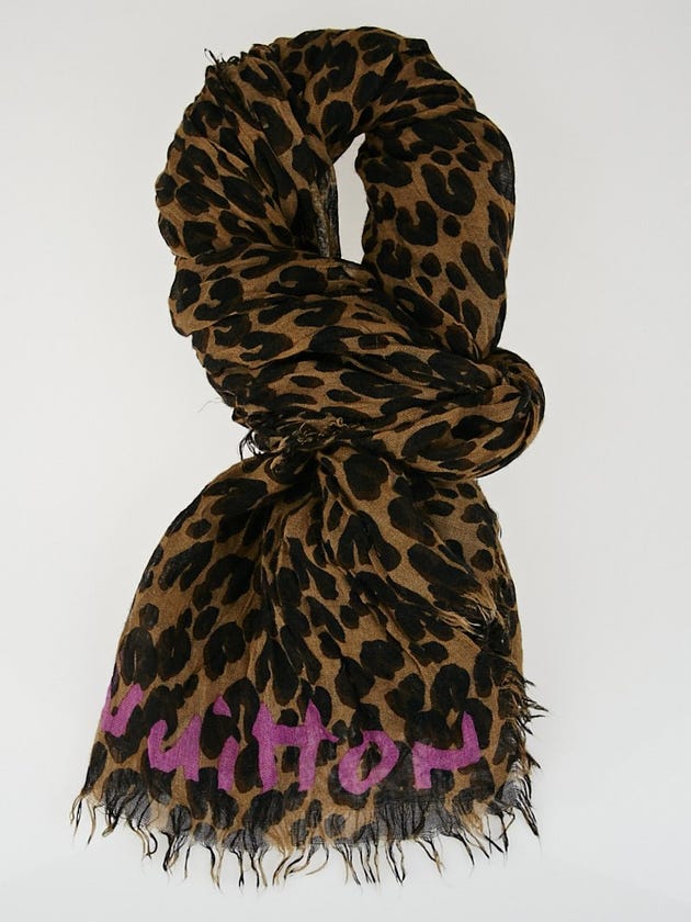Louis Vuitton Brown Cashmere/Silk Stephen Sprouse Leopard Stole Scarf